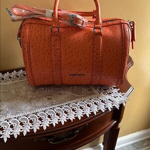 Sassy Jones Vibrant Orange Dottie Textured Handbag